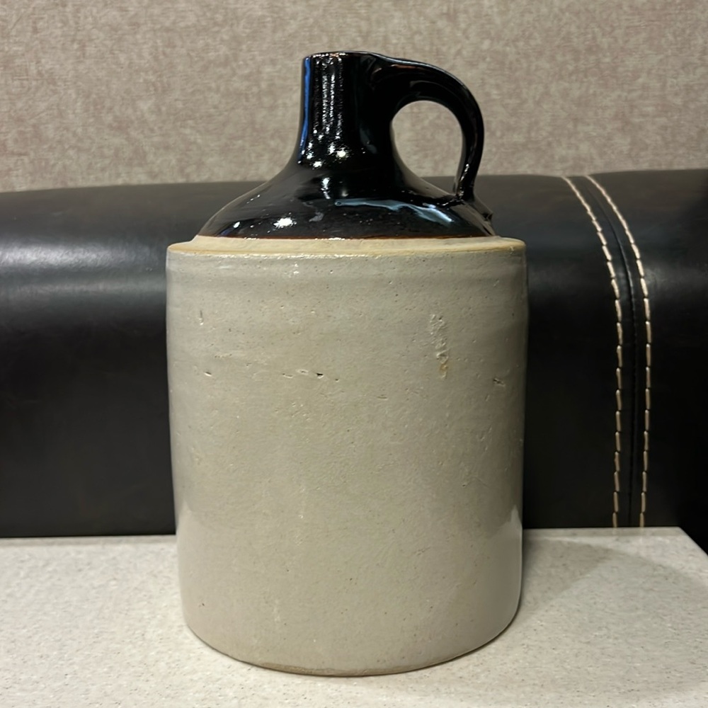 Vintage Farmhouse Whiskey Jug Crock Two Tone
